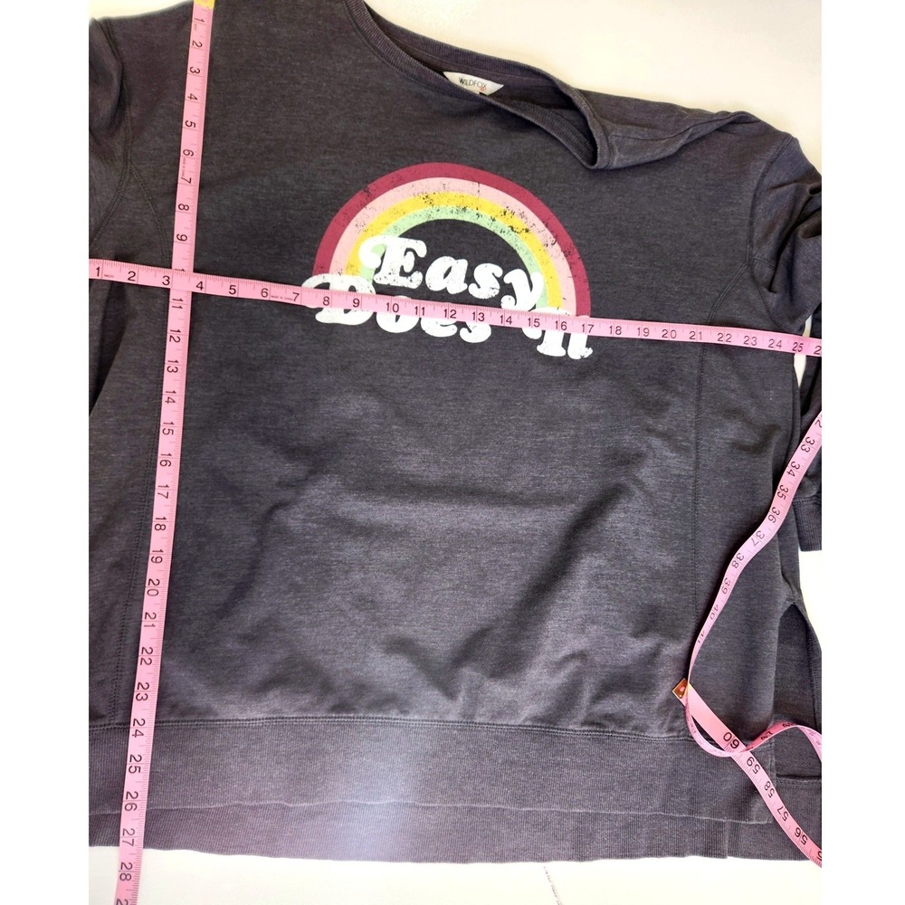 Wildfox Easy Does It Rainbow Graphic Sweatshirt Gray XL Pullover Relaxed Fit - Picture 4 of 7